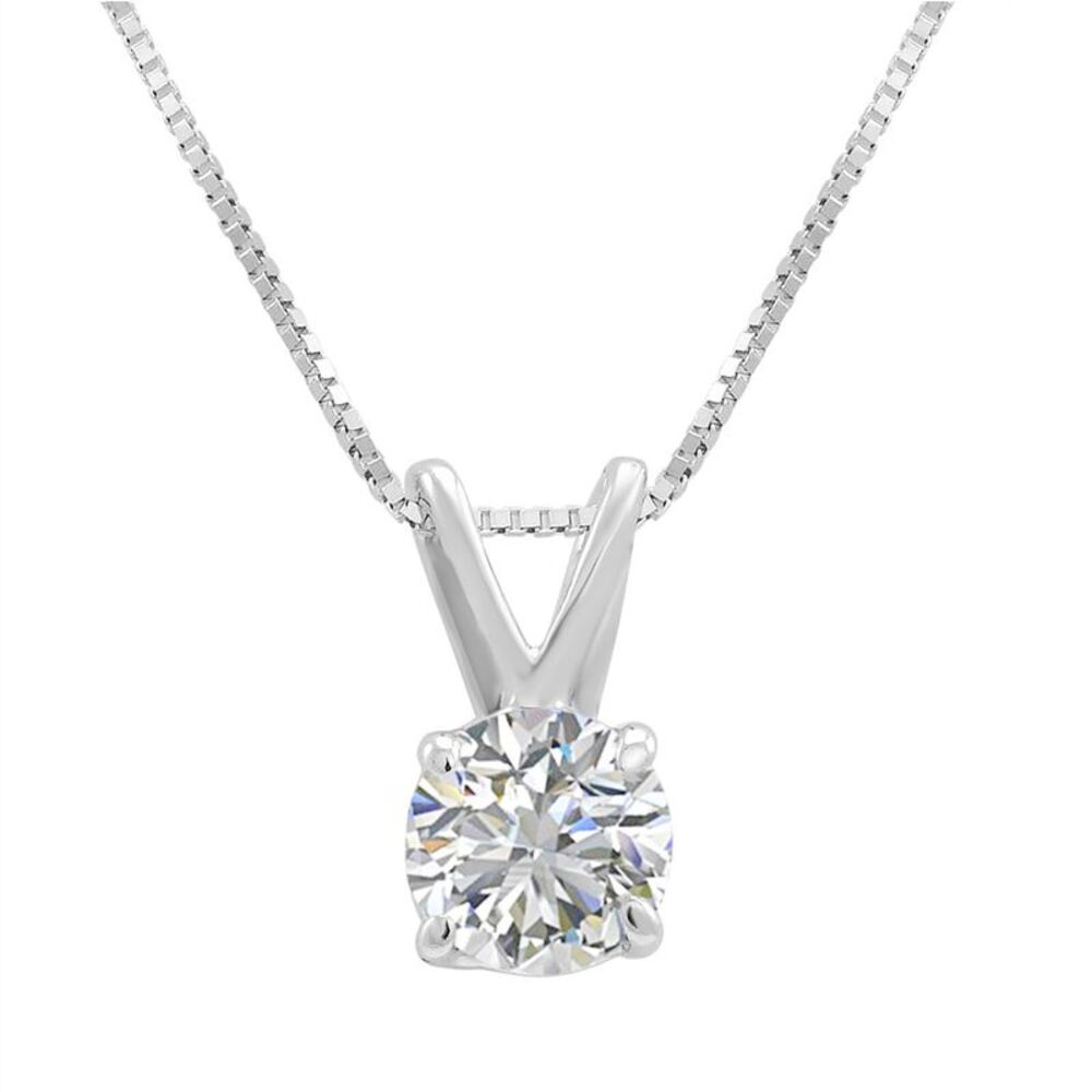 AGS Certified 3/8 ct Diamond Solitaire Pendant in 14K White Gold